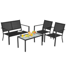 Load image into Gallery viewer, 4 PCS Patio Furniture Set Sofa Coffee Table Steel Frame Garden-Gray