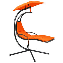 Load image into Gallery viewer, Patio Hanging Hammock Chaise Lounge Chair with Canopy Cushion for Outdoors-Orange