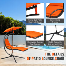 Load image into Gallery viewer, Patio Hanging Hammock Chaise Lounge Chair with Canopy Cushion for Outdoors-Orange