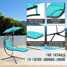 Load image into Gallery viewer, Patio Hanging Hammock Chaise Lounge Chair with Canopy Cushion for Outdoors-Turquoise
