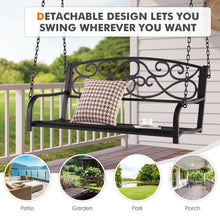 Load image into Gallery viewer, Outdoor 2-Person Metal Porch Swing Chair with Chains-Brown