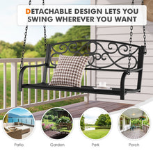 Load image into Gallery viewer, Outdoor 2-Person Metal Porch Swing Chair with Chains-Black