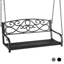 Load image into Gallery viewer, Outdoor 2-Person Metal Porch Swing Chair with Chains-Black
