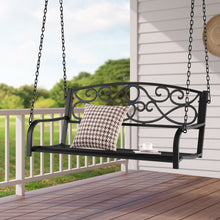 Load image into Gallery viewer, Outdoor 2-Person Metal Porch Swing Chair with Chains-Black