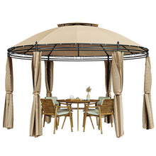 Load image into Gallery viewer, 11.5 ft Outdoor Patio Round Dome Gazebo Canopy Shelter with Double Roof Steel-Brown