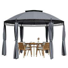Load image into Gallery viewer, 11.5 ft Outdoor Patio Round Dome Gazebo Canopy Shelter with Double Roof Steel-Gray