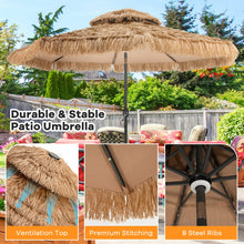 Load image into Gallery viewer, 10 Feet Hawaiian Style Solar Lighted Thatched Tiki Patio Umbrella
