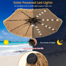 Load image into Gallery viewer, 9 Feet Solar Powered Thatched Tiki Patio Umbrella with Led Lights.