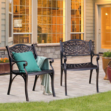 Load image into Gallery viewer, 2-Piece Outdoor Cast Aluminum Chairs with Armrests and Curved Seats-Copper