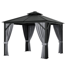 Load image into Gallery viewer, 10 x 10 Feet Double-Top Hardtop Gazebo with Galvanized Steel Roof-Brown