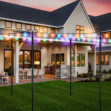 Load image into Gallery viewer, String Light Poles 2 Pack Outdoor Metal Poles with Top Arc Hook and 5-Prong Base-8 ft