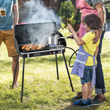 Load image into Gallery viewer, 2-in-1 Gas Camping Grill and Stove with Detachable Legs-Black