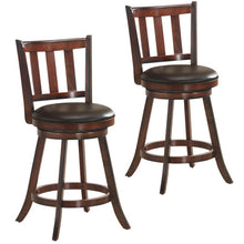 Load image into Gallery viewer, 2 Pieces 360 Degree Swivel Wooden Counter Height Bar Stool Set with Cushioned Seat-25 inches