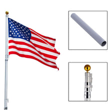 Load image into Gallery viewer, 20 ft Aluminum Telescoping Flagpole Kit Outdoor Gold Ball