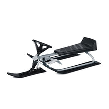 Load image into Gallery viewer, Kids Snow Sled with Steering Wheel and Double Brakes Pull Rope-Black