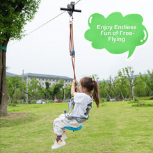Load image into Gallery viewer, 100 Feet Zipline Kit for Backyard Kids Adults with Stainless Steel Spring Brake Seat
