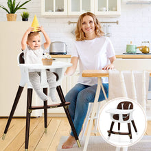 Load image into Gallery viewer, 3-In-1 Adjustable Baby High Chair with Soft Seat Cushion for Toddlers-Brown