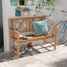 Load image into Gallery viewer, 2-Person Wood Outdoor Bench with Cozy Armrest and Backrest