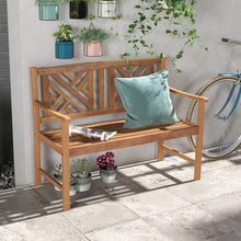 Load image into Gallery viewer, 2-Person Wood Outdoor Bench with Cozy Armrest and Backrest