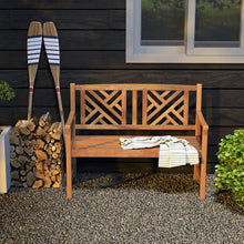 Load image into Gallery viewer, 2-Person Wood Outdoor Bench with Cozy Armrest and Backrest