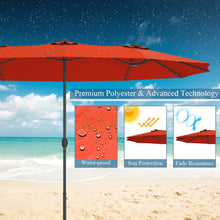 Load image into Gallery viewer, 15 Ft Patio LED Crank Solar Powered 36 Lights Umbrella without Weight Base-Orange