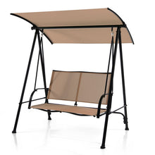 Load image into Gallery viewer, 2-Seat Outdoor Canopy Swing with Comfortable Fabric Seat and Heavy-duty Metal Frame-Beige