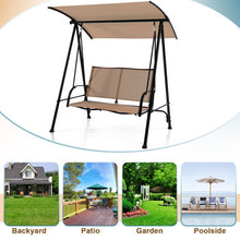 Load image into Gallery viewer, 2-Seat Outdoor Canopy Swing with Comfortable Fabric Seat and Heavy-duty Metal Frame-Beige