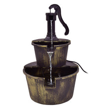 Load image into Gallery viewer, 2 Tiers Outdoor Barrel Waterfall Fountain with Pump