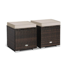 Load image into Gallery viewer, 2 Pieces Patio Ottoman with Removable Cushions-Brown