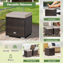 Load image into Gallery viewer, 2 Pieces Patio Ottoman with Removable Cushions-Brown