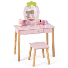 Load image into Gallery viewer, 2-in-1 Children Vanity Table Stool Set with Mirror-Pink