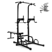 Load image into Gallery viewer, Power Tower Pull Up Bar Stand with Adjustable Heights and Bench