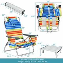Load image into Gallery viewer, 2 Pack 5-Position Outdoor Folding Backpack Beach Table Chair Reclining Chair Set-Yellow