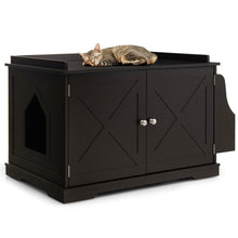 Load image into Gallery viewer, Large Wooden Cat Litter Box Enclosure with the Storage Rack-Coffee