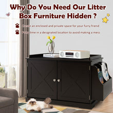 Load image into Gallery viewer, Large Wooden Cat Litter Box Enclosure with the Storage Rack-Coffee