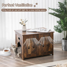 Load image into Gallery viewer, Cat Litter Box Enclosure with Double Louvered Doors and Side Entrance-Brown
