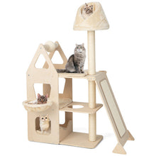 Load image into Gallery viewer, Multi-Level Cat Tree with Sisal Scratching Post-Beige