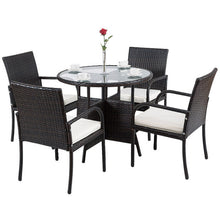 Load image into Gallery viewer, 5 pcs Rattan Patio Furniture Set with Round Table