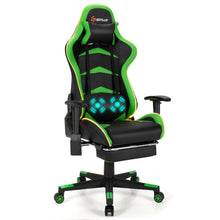 Load image into Gallery viewer, Massage LED Gaming Chair with Lumbar Support and Footrest-Green