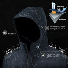 Load image into Gallery viewer, Men's Waterproof Rain Windproof Hooded Raincoat Jacket-Black-L