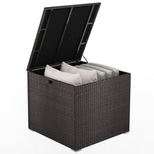 Load image into Gallery viewer, 72 Gallon Rattan Outdoor Storage Box with Zippered Liner and Solid Pneumatic Rod
