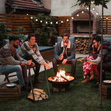 Load image into Gallery viewer, Triangle Firewood Rack with Raised Base for Fireplace Fire Pit-Black