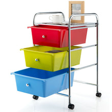 Load image into Gallery viewer, 3-Drawer Rolling Storage Cart with Plastic Drawers for Office-Multicolor