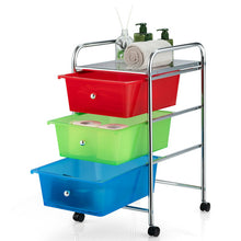 Load image into Gallery viewer, 3-Drawer Rolling Storage Cart with Plastic Drawers for Office-RGB