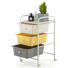 Load image into Gallery viewer, 3-Drawer Rolling Storage Cart with Plastic Drawers for Office-Yellow