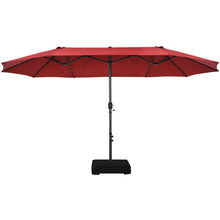 Load image into Gallery viewer, 15 Feet Double-Sided Patio Umbrellawith 12-Rib Structure-Wine