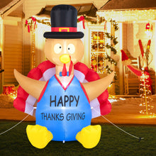 Load image into Gallery viewer, 6 Feet Thanksgiving Inflatable Turkey Harvest Day Decoration with Lights for Lawn