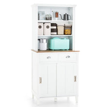Load image into Gallery viewer, Freestanding Kitchen Pantry with Hutch Sliding Door and Drawer-White