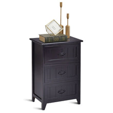 Load image into Gallery viewer, 3 Drawers End Storage Wood Side Nightstand-Black