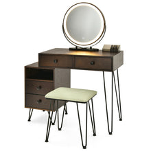 Load image into Gallery viewer, Modern Dressing Table with Storage Cabinet-Brown